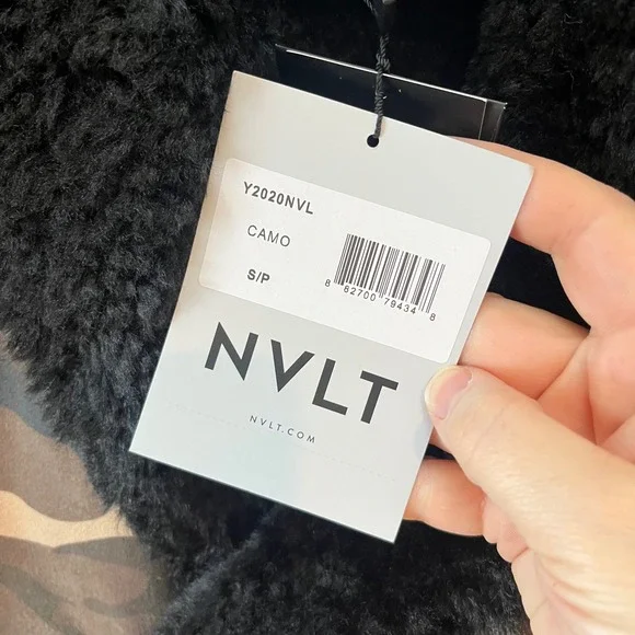 NVLT Anthropologie Camo Faux Fur‎ Lined Shearling Winter Coat Size S - Picture 5 of 7